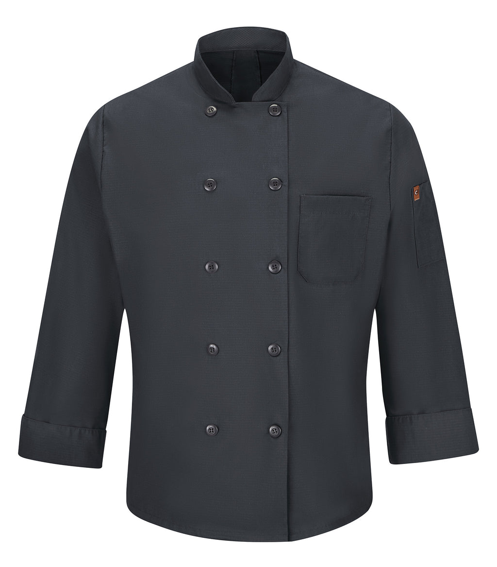 Red Kap 042X, Chef Designs Chef Coat With Oilblok + Mimix. - Special Order - Xpress Feature Item, Charcoal