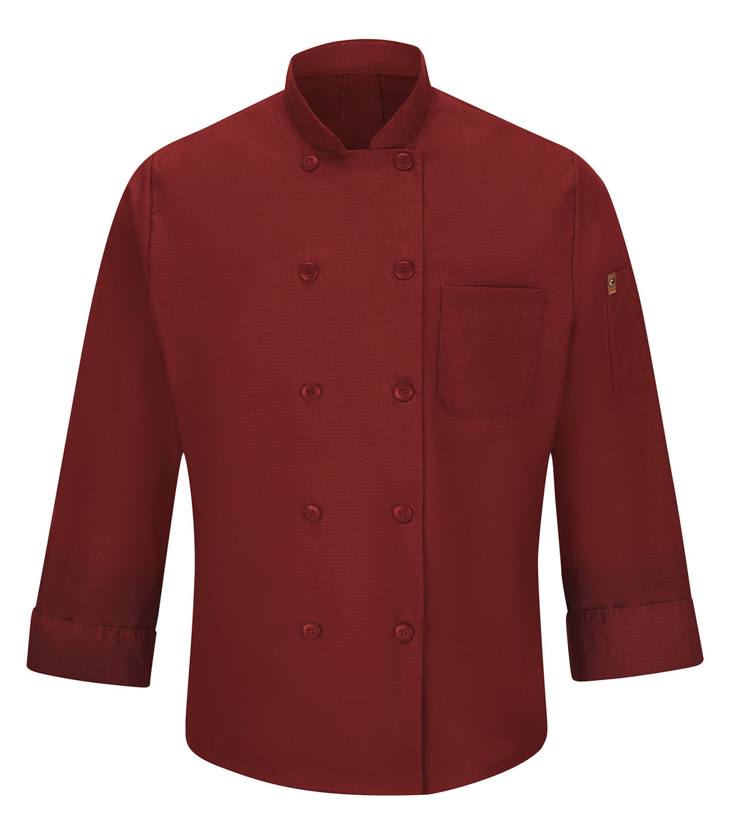 Red Kap 042X, Chef Designs Chef Coat With Oilblok + Mimix. - Special Order - Xpress Feature Item, Fireball Red