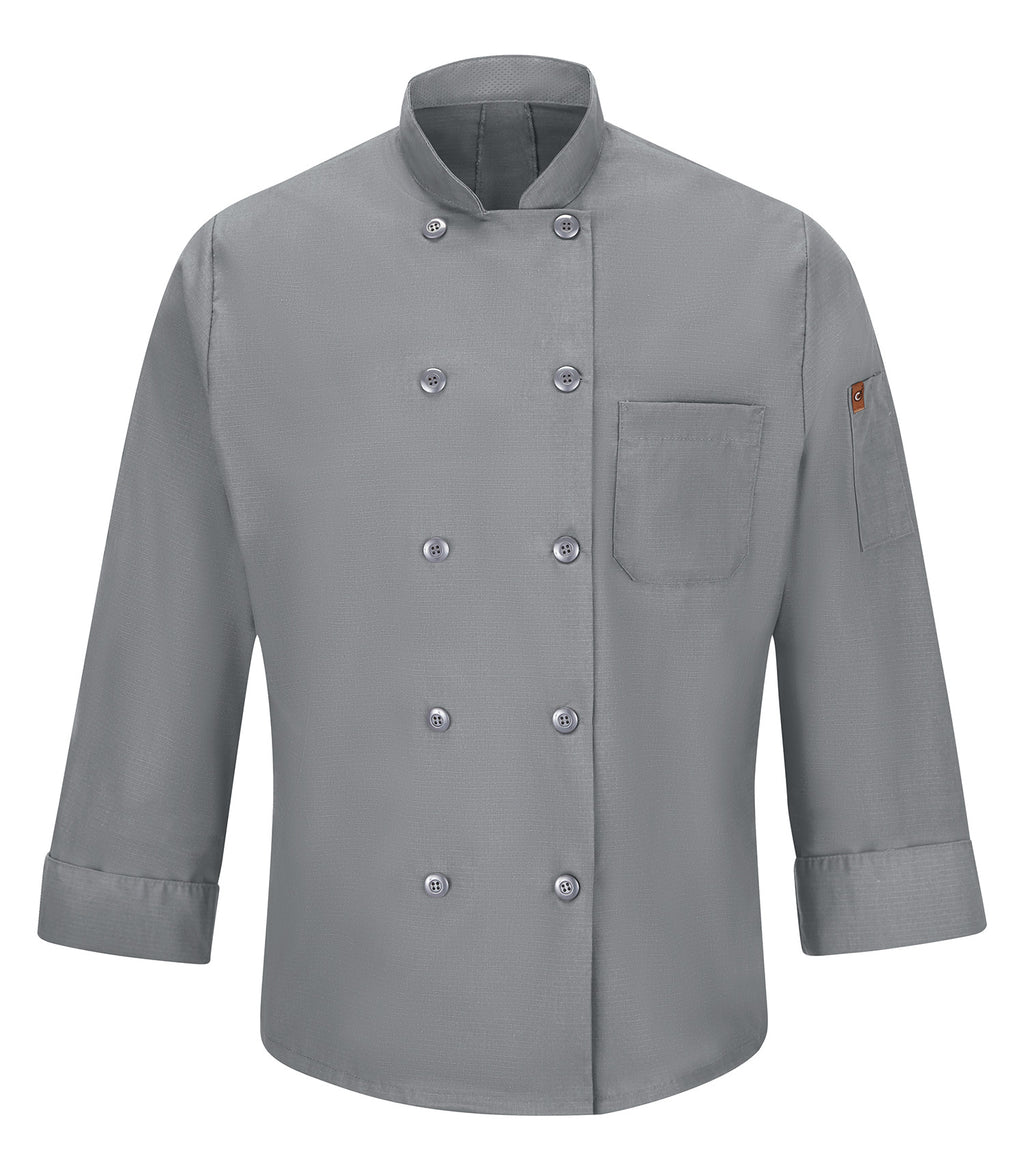 Red Kap 042X, Chef Designs Chef Coat With Oilblok + Mimix. - Special Order - Xpress Feature Item, Grey