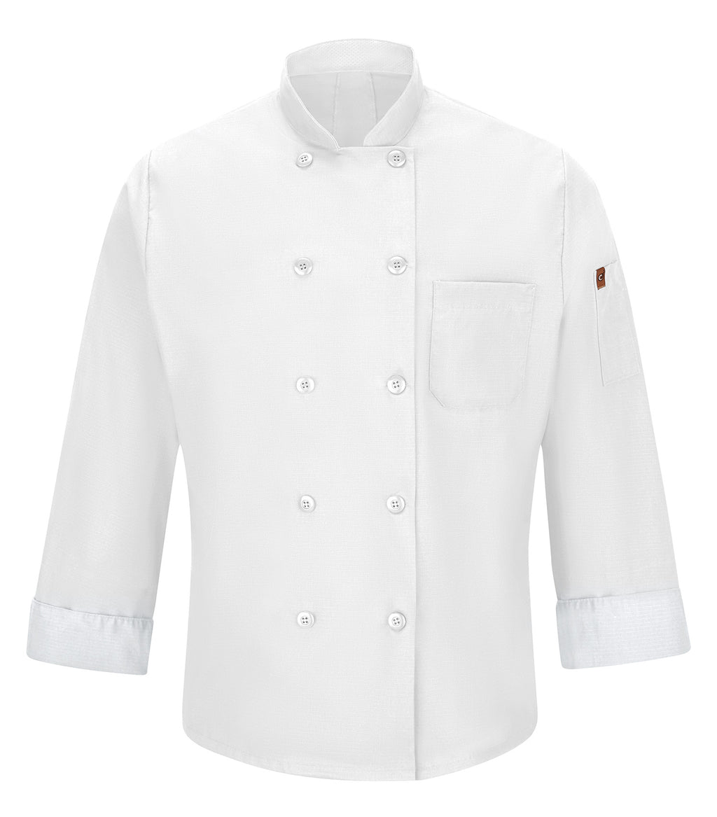 Red Kap 042X, Chef Designs Chef Coat With Oilblok + Mimix. - Special Order - Xpress Feature Item, White