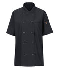 Red Kap 045X, Chef Designs Ladies' Short Sleeve Chef Coat With Oilblok + Mimix. - Special Order - Feature Item, Black
