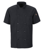 Red Kap 046X, Chef Designs Short Sleeve Chef Coat With Oilblok + Mimix, Black