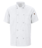 Red Kap 046X, Chef Designs Short Sleeve Chef Coat With Oilblok + Mimix, White