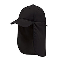 Polyester Pearl Nylon - UPF50+ 0E130M, Ajm 6 Panel Constructed Full-fit With Neck Flap, Black