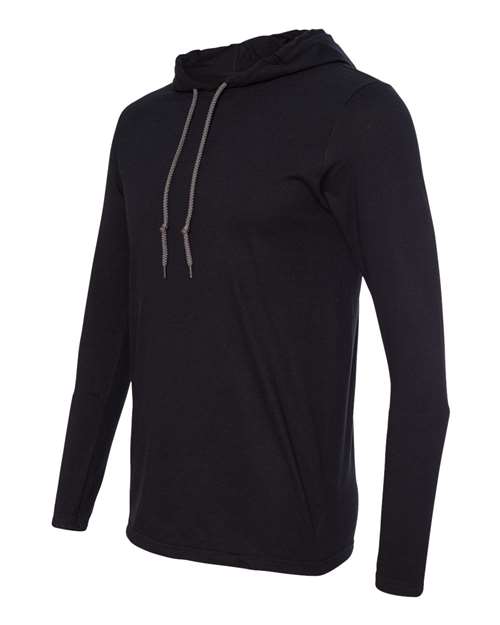 Gildan 10653, 987 Unisex Softstyle Lightweight Hooded Long Sleeve T-shirt, Black/ Dark Grey