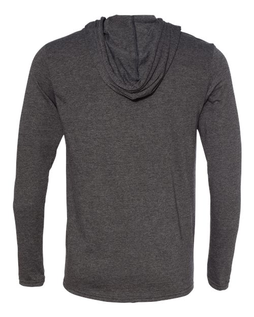 Gildan 10653, 987 Unisex Softstyle Lightweight Hooded Long Sleeve T-shirt, Dark Heather/ Dark Grey