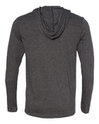 Gildan 10653, 987 Unisex Softstyle Lightweight Hooded Long Sleeve T-shirt, Dark Heather/ Dark Grey