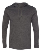 Gildan 10653, 987 Unisex Softstyle Lightweight Hooded Long Sleeve T-shirt, Dark Heather/ Dark Grey