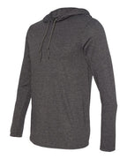 Gildan 10653, 987 Unisex Softstyle Lightweight Hooded Long Sleeve T-shirt, Dark Heather/ Dark Grey