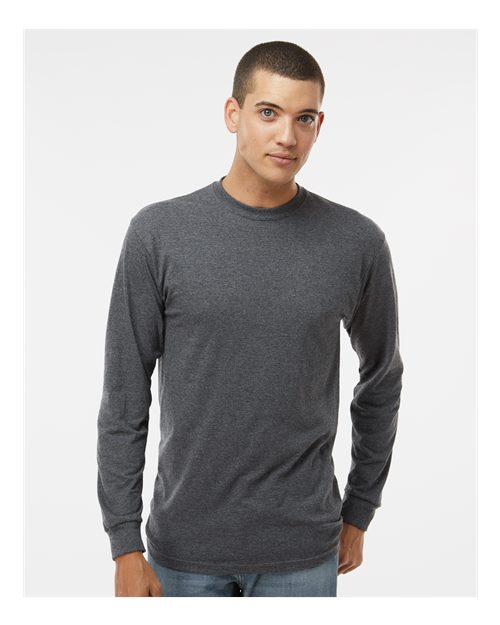 M&O 4820, Unisex Gold Soft Touch Long Sleeve T-shirt, Dark Heather