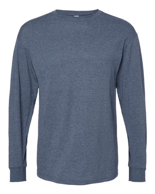 M&O 4820, Unisex Gold Soft Touch Long Sleeve T-shirt, Heather Navy