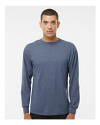 M&O 4820, Unisex Gold Soft Touch Long Sleeve T-shirt, Heather Navy