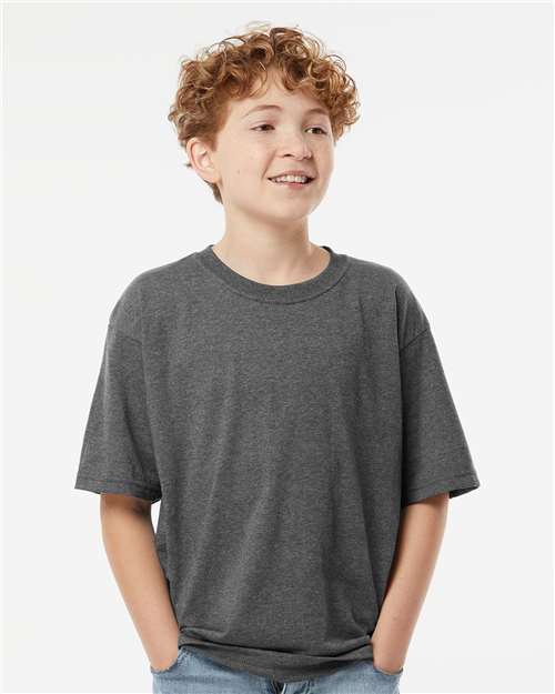 M&O 4850, Youth Gold Soft Touch T-shirt, Dark Heather