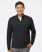 Adidas A554, Men's 3-stripes Quarter-zip Sweater Pullover, Black Melange