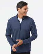 Adidas A554, Men's 3-stripes Quarter-zip Sweater Pullover, Collegiate Navy Melange