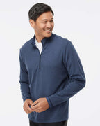 Adidas A554, Men's 3-stripes Quarter-zip Sweater Pullover, Collegiate Navy Melange