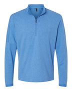 Adidas A554, Men's 3-stripes Quarter-zip Sweater Pullover, Focus Blue Melange
