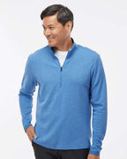 Adidas A554, Men's 3-stripes Quarter-zip Sweater Pullover, Focus Blue Melange