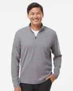Adidas A554, Men's 3-stripes Quarter-zip Sweater Pullover, Grey Three Melange
