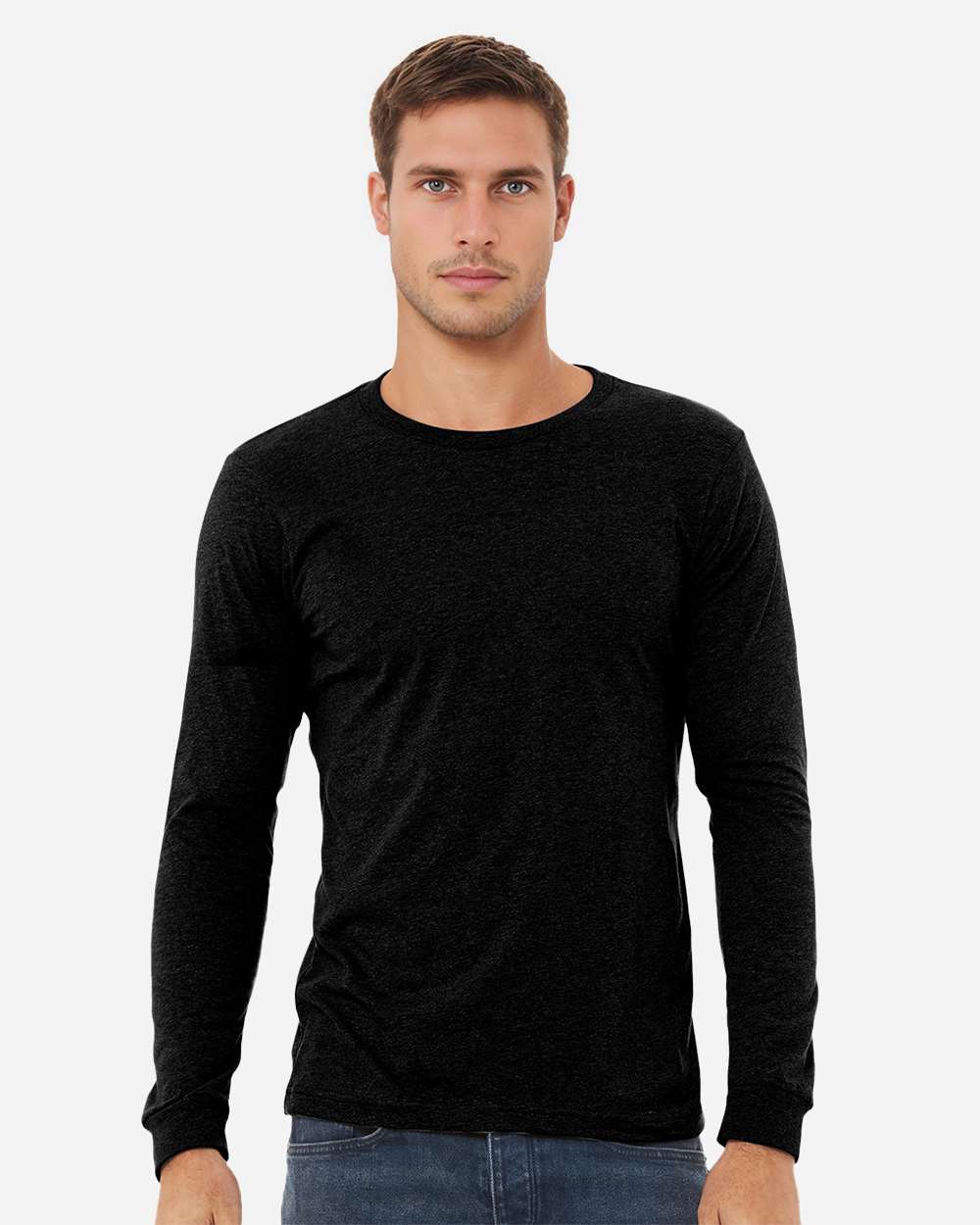 BELLA + CANVAS 3501CVC, T-Shirts - Long Sleeve, Solid Black Blend