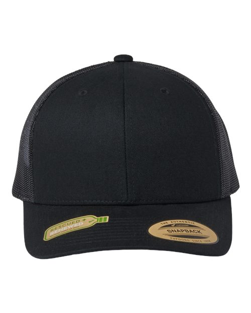 YP Classics 6606R, Sustainable Retro Trucker Cap, Black