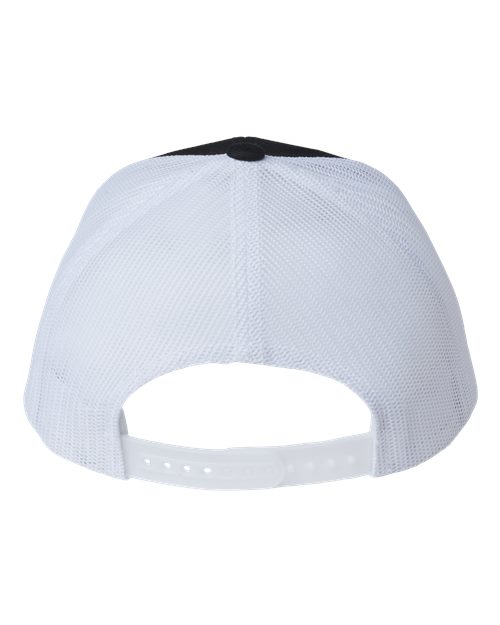 YP Classics 6606R, Sustainable Retro Trucker Cap, Black/ White