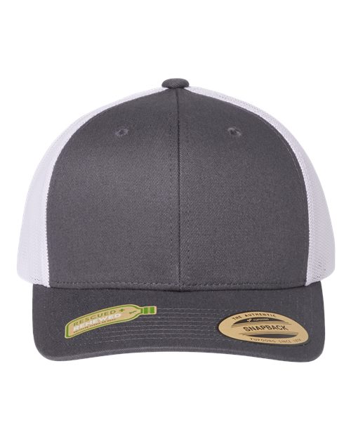 YP Classics 6606R, Sustainable Retro Trucker Cap, Charcoal/ White