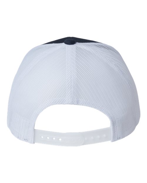 YP Classics 6606R, Sustainable Retro Trucker Cap, Navy/ White