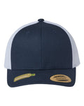 YP Classics 6606R, Sustainable Retro Trucker Cap, Navy/ White