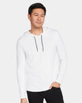 Gildan 10653, 987 Unisex Softstyle Lightweight Hooded Long Sleeve T-shirt, Black/ Dark Grey