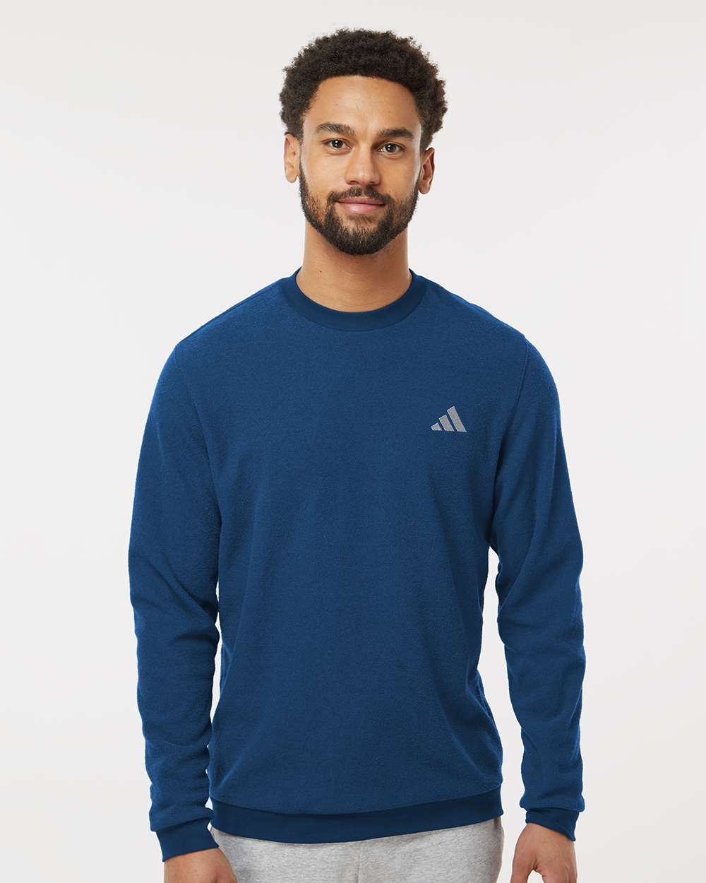 Adidas A586, Men's Terry Loop Crewneck Sweatshirt, Collegiate Navy