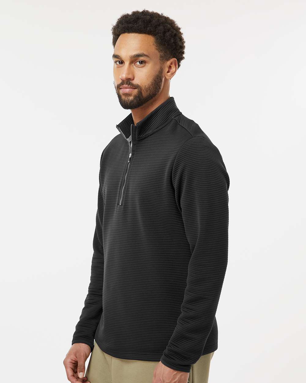 Adidas A588, Men's Spacer Quarter-zip Pullover, Black