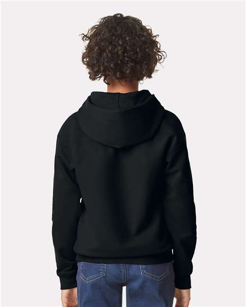 Gildan 11668, Sf500b Youth Softstyle Midweight Hooded Sweatshirt, Black