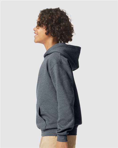 Gildan 11668, Sf500b Youth Softstyle Midweight Hooded Sweatshirt, Dark Heather