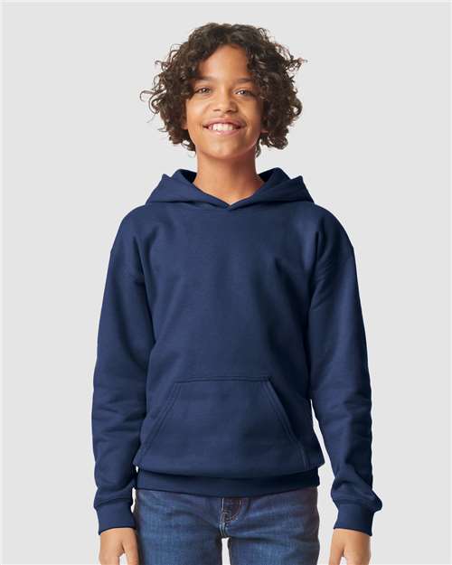 Gildan 11668, Sf500b Youth Softstyle Midweight Hooded Sweatshirt, Navy