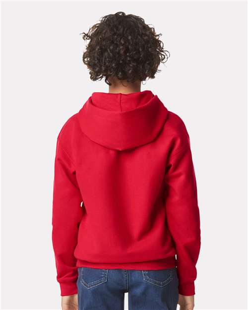 Gildan 11668, Sf500b Youth Softstyle Midweight Hooded Sweatshirt, Red