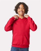 Gildan 11668, Sf500b Youth Softstyle Midweight Hooded Sweatshirt, Red