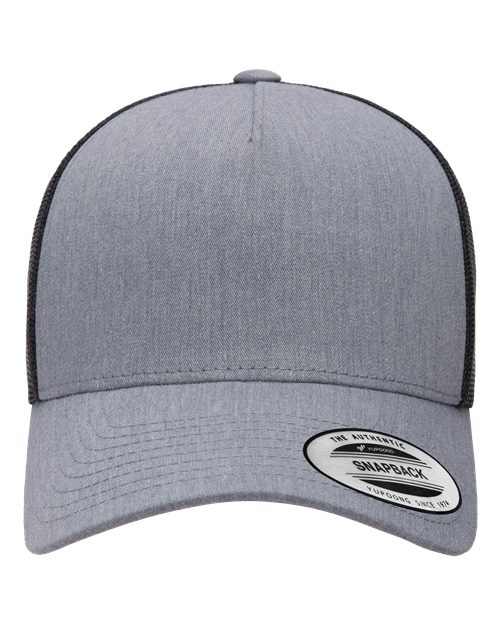 YP Classics 6506, Five-panel Retro Trucker Cap, Heather/ Black