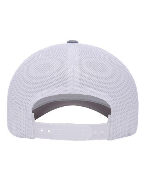 YP Classics 6506, Five-panel Retro Trucker Cap, Heather/ White