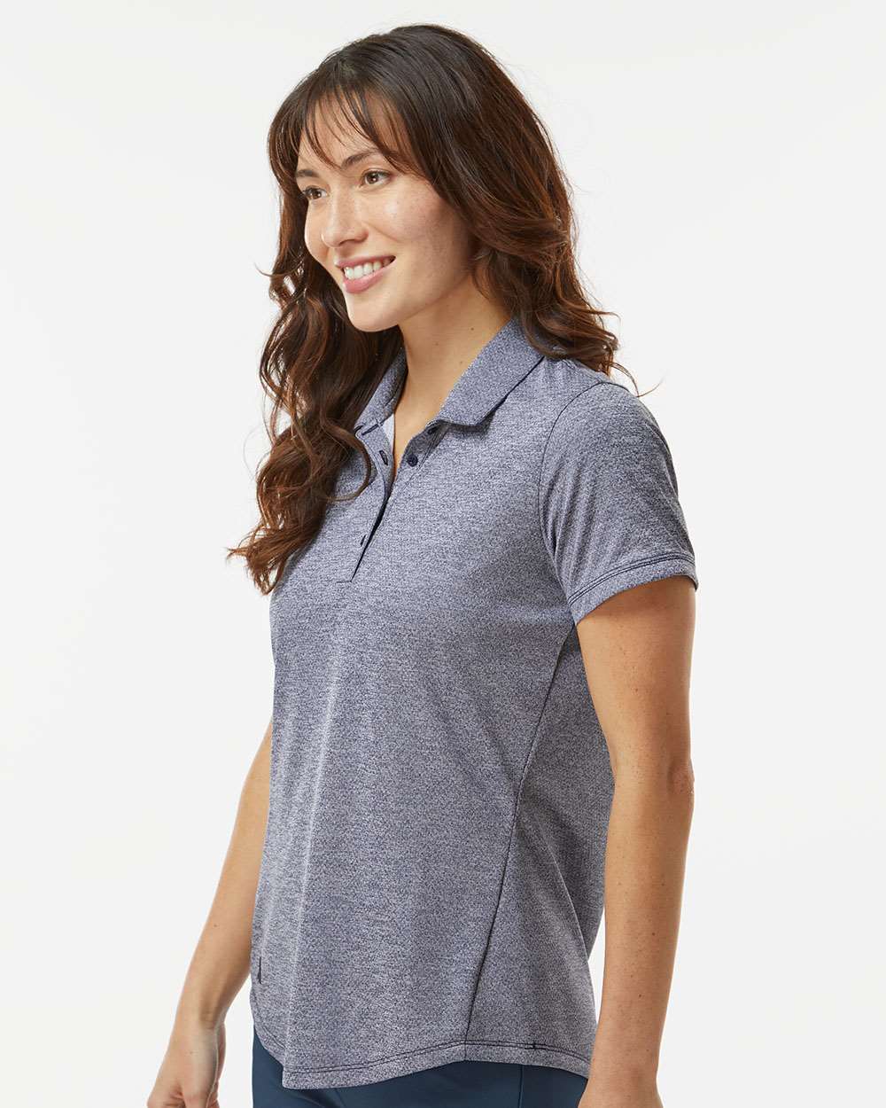 Adidas A592, Women's Space Dyed Polo, Collegiate Navy Melange