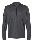 Adidas A593, Men's Space Dyed Quarter-zip Pullover, Black Melange