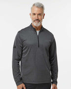 Adidas A593, Men's Space Dyed Quarter-zip Pullover, Black Melange