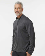 Adidas A593, Men's Space Dyed Quarter-zip Pullover, Black Melange