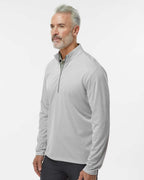 Adidas A593, Men's Space Dyed Quarter-zip Pullover, Grey One Heather