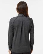 Adidas A594, Women's Space Dyed Quarter-zip Pullover, Black Melange