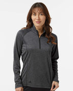 Adidas A594, Women's Space Dyed Quarter-zip Pullover, Black Melange