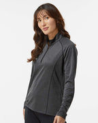 Adidas A594, Women's Space Dyed Quarter-zip Pullover, Black Melange