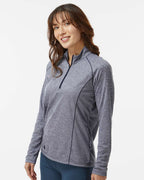 Adidas A594, Women's Space Dyed Quarter-zip Pullover, Collegiate Navy Melange