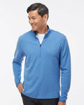 Adidas A554, Men's 3-stripes Quarter-zip Sweater Pullover, Black Melange