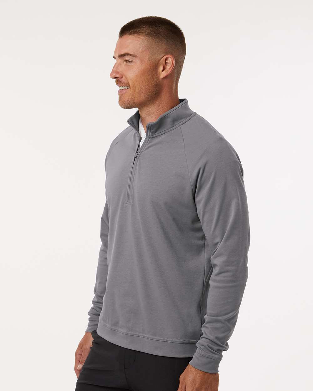 Adidas A598, Men's Club Quarter-zip Pullover, Grey Three